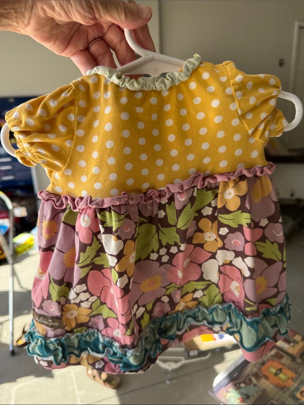 Matilda Jane Yellow Polka Dot and Floral Ruffle Top